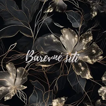 Úplet, Pavučinkové květy na černé (E) (Top kvalitní úplet Bella digitisk)