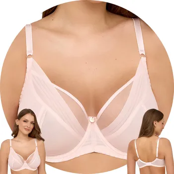 Dámské spodní prádlo Ava 2231 Ritual Maxi pudrově růžová tyl podprsenka s měkkými košíčky 100F MĚKKÁ