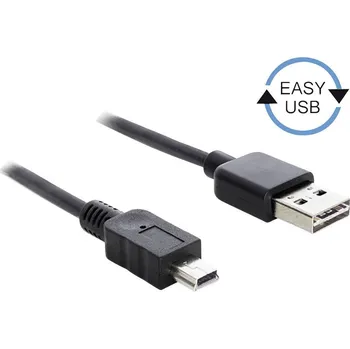elektrický kabel Delock USB kabel USB 2.0 USB-A zástrčka, USB Mini-B zástrčka 5.00 m černá oboustranně zapojitelná zástrčka, pozlacené kontakty, UL certifikace 83365
