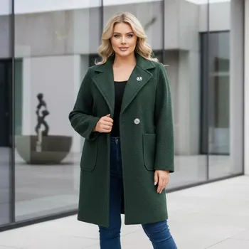 Dámský kabát Dámský jarní zelený kabát Liz uni M-XXL-977