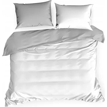 Povlečení Eurofirany Povlečení 200x220 Bavlna Saténové Oboustranné NOVA bílá+stříbrná