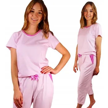 Dámské noční prádlo Pohodlné dámské pyžamo 3/4 kalhoty s kapsami XS