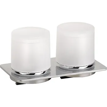 Dávkovač mýdla ORGANIC: Dávkovač mýdla, 2×200 ml, dvojitý, nerez, sklo