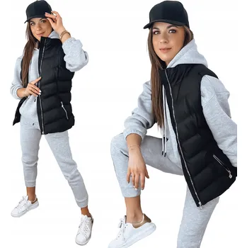 Dámská vesta Dámská prošívaná vesta černá se stojáčkem, kapsy TY3371 - XL