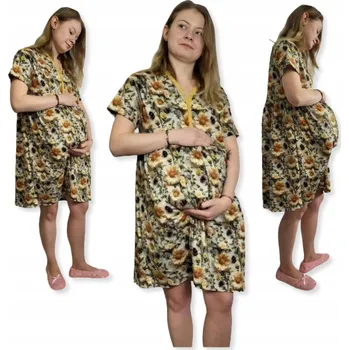 Dámská noční košile NOČNÍ TĚHOTENSKÁ KOŠILE K PORODU BAVLNĚNÁ S KRÁTKÝM RUKÁVEM vel XXL VČELKA