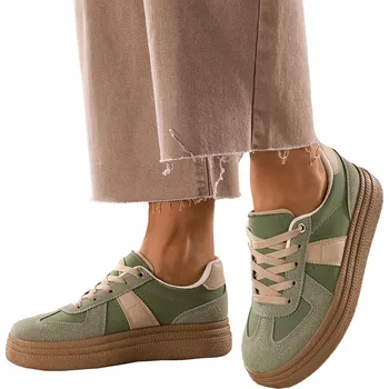 Dámské tenisky TENISKY Zelené Dámské SPORTOVNÍ Pohodlné Platforma Šněrovací Lehké vel. 37