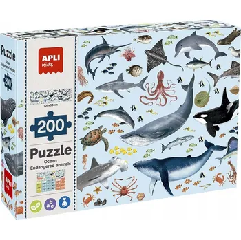 Puzzle Puzzle Apli Kids vzdělávací 200 dílků - Ohrožená zvířata oceánu 6+