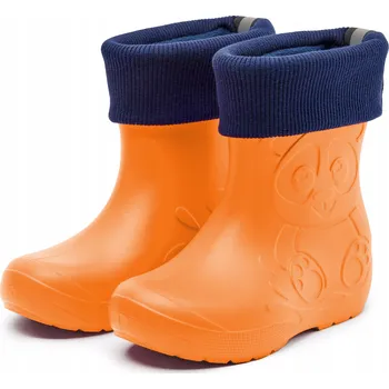 Chlapecké holínky Holínky dětské s motivem Panda, pěnové gumáky zateplené Oranžové 24-25