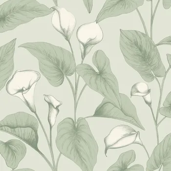 Tapeta Grandeco Vliesová tapeta na zeď, zelená, květiny, listy, A83601, Inia, Grandeco, velikost 10,05 x 0,53 m