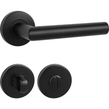 Dveřní kování Kování klika s kulatou rozetou FAVORIT R WC BS – černá matná