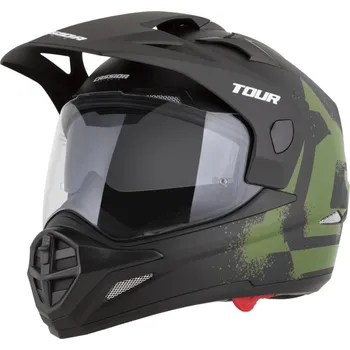 Helma na motorku Přilba Tour 2.0 Crew, CASSIDA (černá matná/tmavě zelená, plexi s přípravou pro Pinlock) 2026 S (55 až 56 cm)