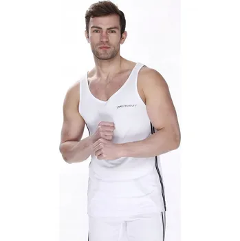 Pánské tílko James Bradley bez rukávů kulatý tričko top bílý