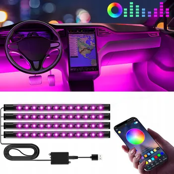 Osvětlení interiéru vozidel RGB LED OSVĚTLENÍ INTERIÉRU AUTA KABINY LIŠTY PÁSKY USB OVLÁDÁNÍ APLIKACÍ