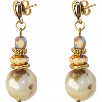 Náušnice Náušnice CANTO – béžové, s ozdobným korálkem