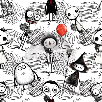 Úplet, Smutné černobílé postavičky (E) (Top kvalitní úplet Bella digitisk)