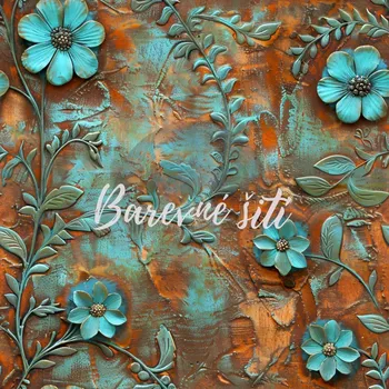 Úplet, Tyrkysovoměděné květy (E) (Top kvalitní úplet Bella digitisk)