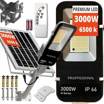 Venkovní osvětlení Solární lampa 3000 W s pohybovým a soumrakovým senzorem IP66