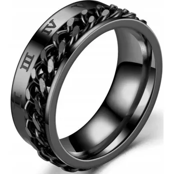 Prsten Kroužek Rotační řetěz Černý Signál Prsten