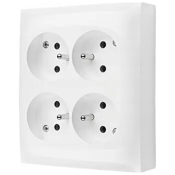 Elektrická zásuvka Čtyřnásobná zásuvka nástěnná bílá 4 zásuvky Kontakt Simon Aquaclick