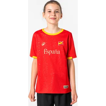 Fotbal KIPSTA Dětský fotbalový dres pro fanoušky Španělska 8 LET BÉŽOVÁ|ČERVENÁ