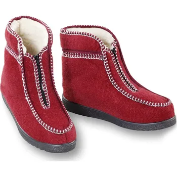 Pánská zimní obuv Wooline Důchodky s ovčí vlnou, červené, gumová podrážka Velikost obuvi: 40