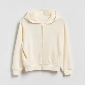 Dívčí mikina Reserved - Rozepínací mikina s modalem - krémová - 879HV-01X - 879HV-01X-U14