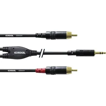 Cordial audio kabelový adaptér [1x jack zástrčka 3,5 mm - 2x cinch zástrčka] 6.00 m černá