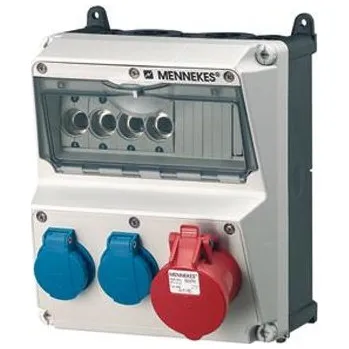 Elektrická zásuvka Kombinovaná jednotka 16A Modrá, červená 5 Pole, 3 Gang, IP44 MENNEKES