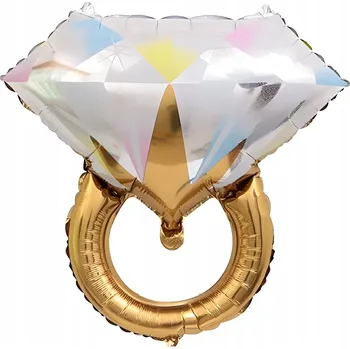 Balónek Fóliový balónek PRSTÝNEK zásnubní zlatý 68x61cm