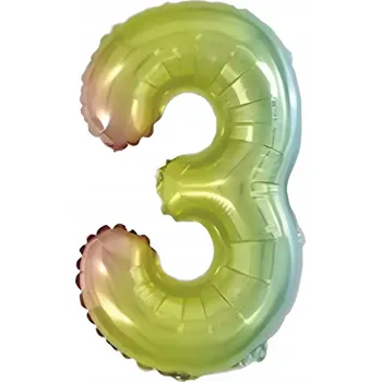 Balónek Fóliový balónek ČÍSLICE 3 Duhový 80 cm (32 palců)