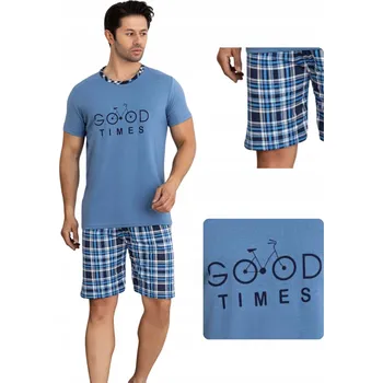Dámské noční prádlo Pánské bavlněné pyžamo světle šedé krátké kalhoty Good TIMES XXL