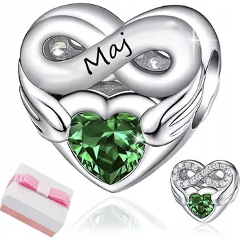 Přívěsek STŘÍBRNÝ PŘÍVĚSEK CHARMS MĚSÍC KVĚTEN KORÁLEK