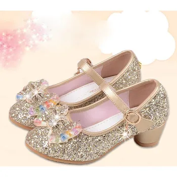 Dětská sálová obuv Třpytivé střevíčky s malým podpatkem Barva: Zlatá, Velikost EUR: 33