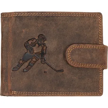Peněženka Luxusní pánská peněženka s přezkou - HOKEJ - hnědá