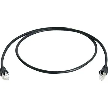 Datový kabel Telegärtner 100008831 RJ45 síťové kabely, propojovací kabely CAT 6A S/FTP 7.50 m černá samozhášecí, s ochranou, párové stínění, dvoužilový stíněný, bez