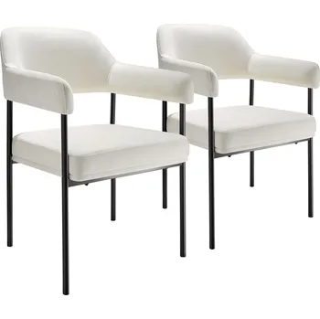 Jídelní set TecTake GmbH 405472 čalouněná židle doé, polstrovaná, ocelové nohy - tkaná látka šedobílá/černá,sada 2 kusů