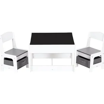 Dětský zahradní nábytek ECOTOYS ZKC-1A Dětská sada nábytku, stůl a 2 židle s úložnými boxy a oboustrannou tabulí