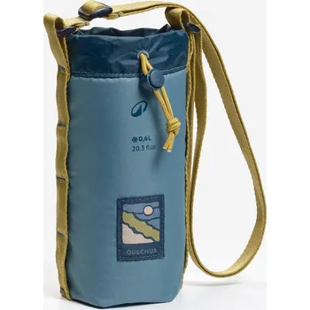QUECHUA Termoobal na turistickou láhev až 0,6 l s popruhem a kapsou ZELENÁ