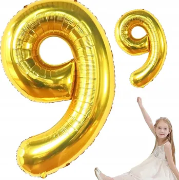 Balónek Fóliový balónek ČÍSLICE 9 Zlatý k narozeninám 100 cm