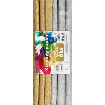 Speciální papír Krepový papír JUNIOR 200x25 cm GLAMOUR (sada 6 ks) JUNIOR