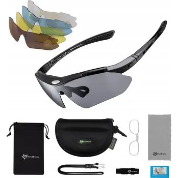 Sluneční brýle ROCKBROS cyklistické brýle s polarizací + pouzdro + 4 skla, černé obroučky