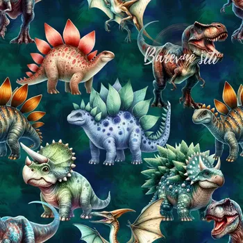 Úplet, Dinosauři na tmavě zelené (E) obj (Top kvalitní úplet Bella digitisk)