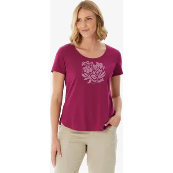 Pánská móda QUECHUA Dámské turistické tričko NH 500 L FIALOVÁ|RŮŽOVÁ|ČERVENÁ