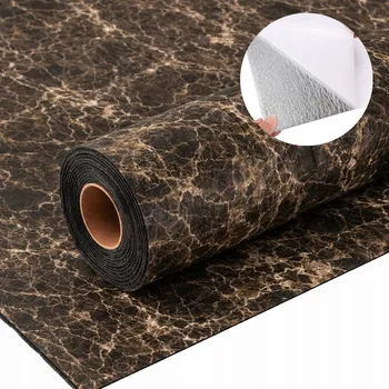 Tapeta TAPETA V ROLI SAMOLEPICÍ OMYVATELNÁ KÁMEN MRAMOR ČERNÁ HNĚDÁ 60x280 cm