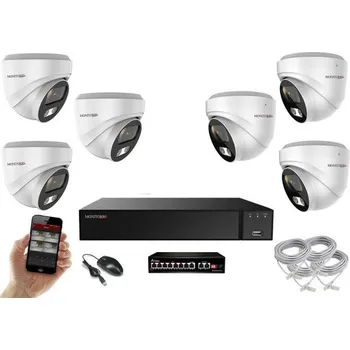 Kompletní kamerový systém MS AI IP 6 kamerový set se switchem 5 Mpix WDome (6370K6B) (Monitorrs Security)