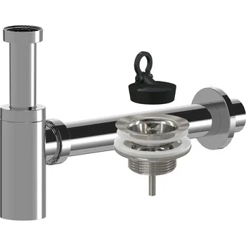 Sifon CERANO - Sifon umyvadlový - plast - DN40/300mm - chrom s výpustí - nerez