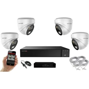 Kompletní kamerový systém MS AI IP 4 kamerový set se switchem 5 Mpix WDome (6370K4B) (Monitorrs Security)