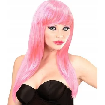 Karnevalová paruka Widmann paruka dlouhé růžové vlasy s ofinou