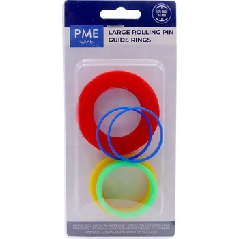 Váleček na těsto PME 8 ks 1.5/3/6/10 mm - sada silikonových distančních kroužků na velký váleček na fondán 40 cm