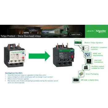 Relé Relé teplotního přetížení, řada: LR3D s resetováním tlačítkem resetováním a hodnotami FLC motoru 4→ 6 A, rozsah: